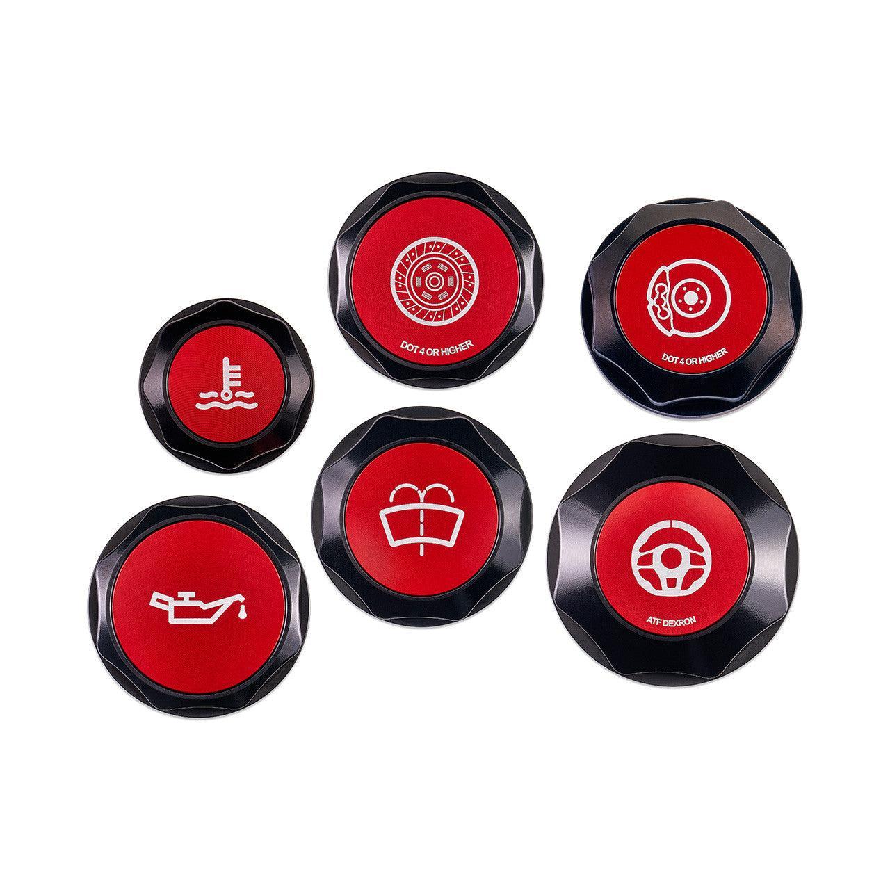 IAG Revolve Engine Bay Dress-Up Cap Kit Red Subaru WRX 08-14 / Legacy GT 05-09 | IAG-ACC-5402BKRD