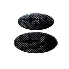 JDM Station Front and Rear Carbon Fiber Frameless Emblem Set Black Stars WRX / STI 2015-2021 | JDMS15WRXFRCFB