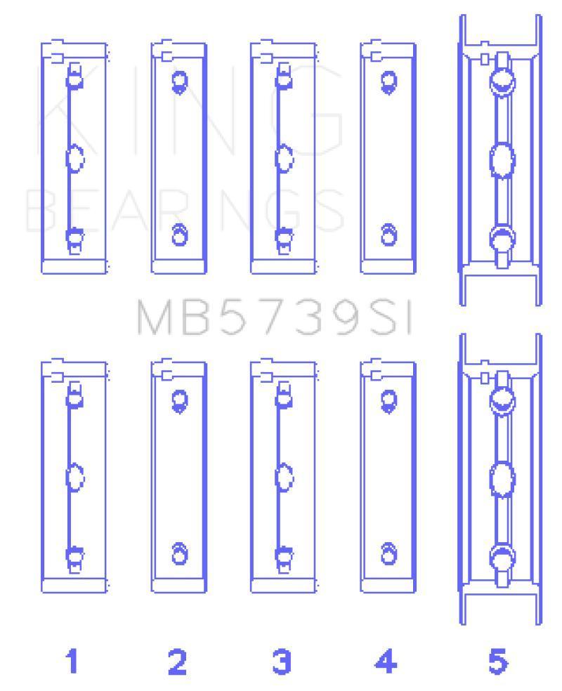 King Subaru EJ20/EJ22/EJ25 Standard Size .002 Oversized Bi-Metal Silicon Aluminum Main Bearing Set | MB5739SI