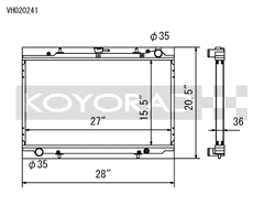 Koyo Aluminum Radiator Nissan 300ZX N/A MT 1990-1996 / 1989-1994 Nissan Maxima MT | VH020241
