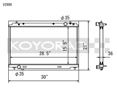 Koyo Aluminum Radiator Nissan 350z M/T 2007-2009 | V2999