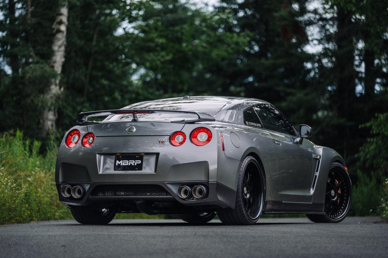 MBRP 3.5in Cat-Back Exhaust Dual Split Rear Quad Carbon Tips Nissan GT-R 2009-2025 | pS44073CF