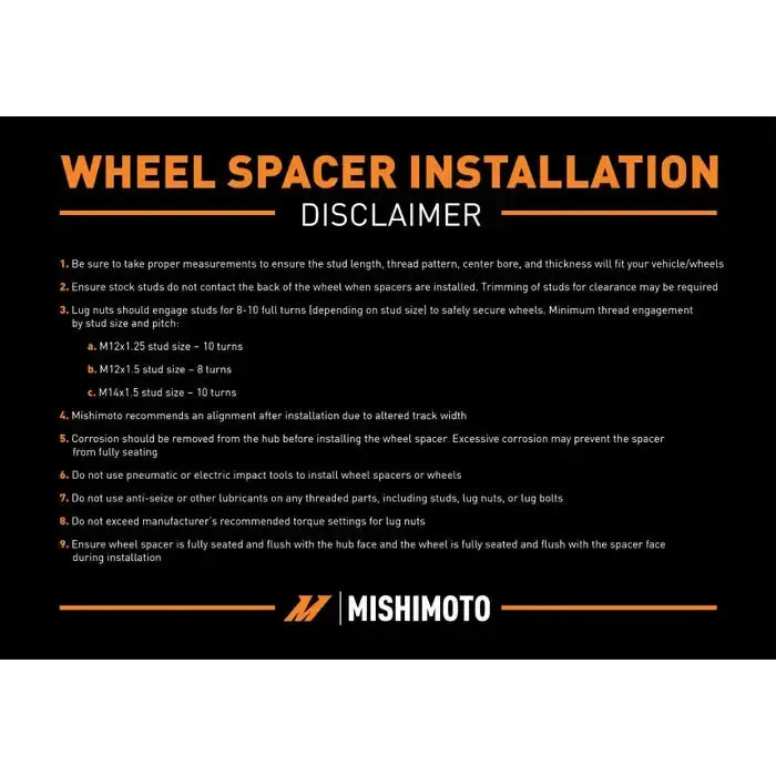 Mishimoto 50mm Wheel Spacers 5x120, 64.1mm Center Bore, M14 X 1.5 Honda Civic Type R 2017-2021 | MMWS-013-500BK