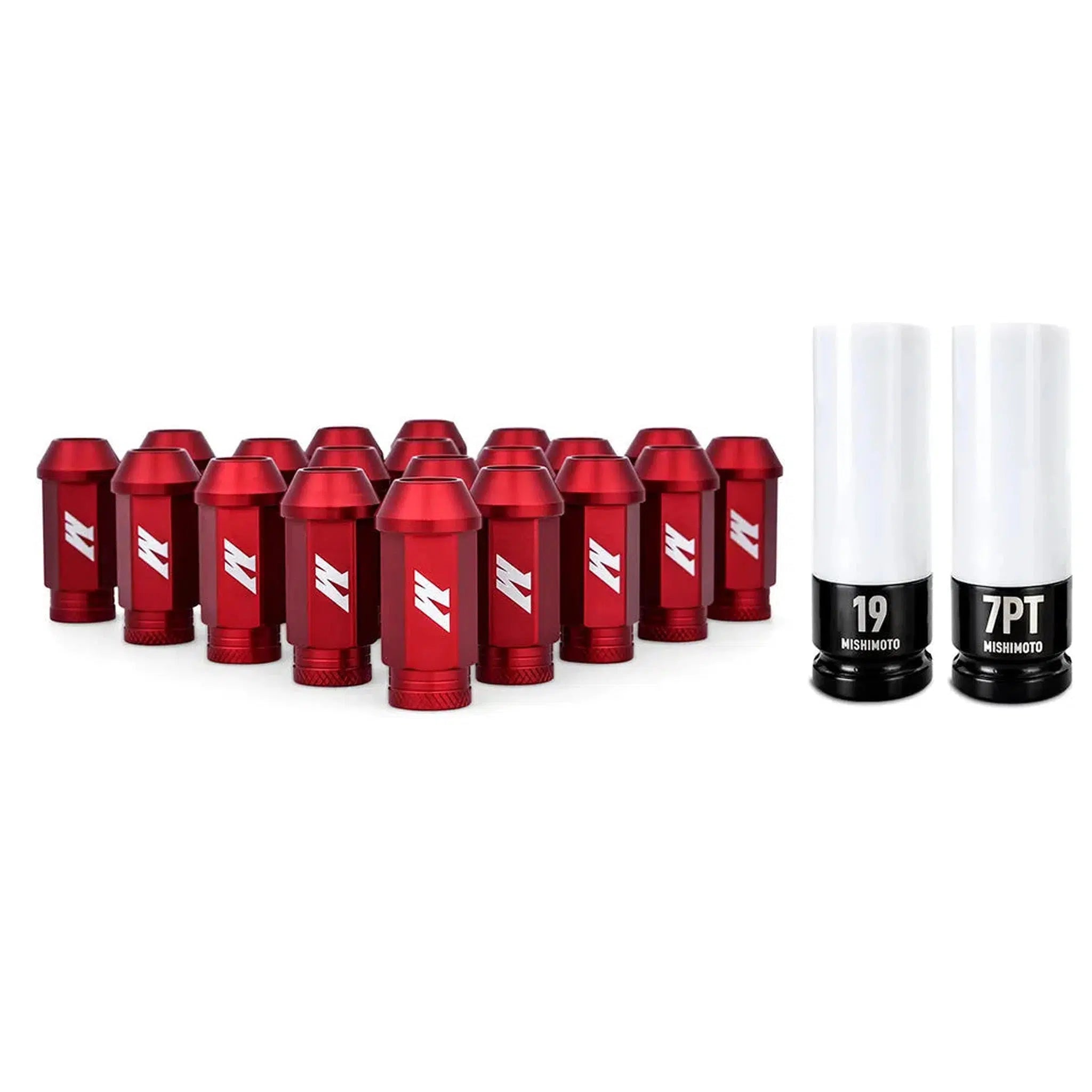 Mishimoto M12x1.5 Locking Lug Nuts 20 Piece Set Red
