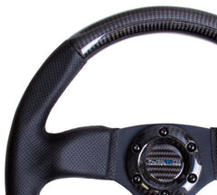 NRG 320mm Flat Bottom Style Steering Wheel Carbon Fiber w/ Black stitching | ST-009CFBS