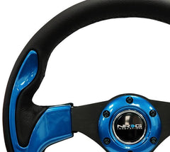 NRG 320mm Reinforced Steering Wheel Leather Steering wheel with blue trim | RST-001BL