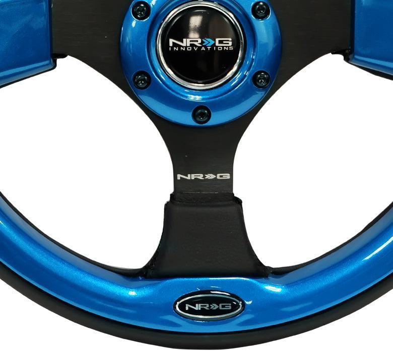 NRG 320mm Reinforced Steering Wheel Leather Steering wheel with blue trim | RST-001BL