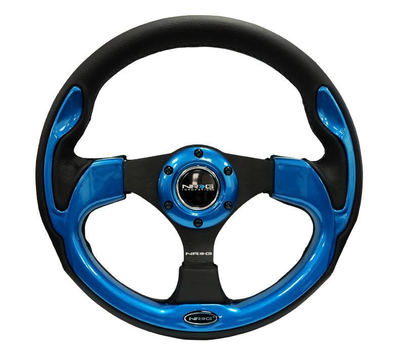 NRG 320mm Reinforced Steering Wheel Leather Steering wheel with blue trim | RST-001BL