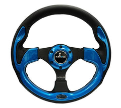 NRG 320mm Reinforced Steering Wheel Leather Steering wheel with blue trim | RST-001BL