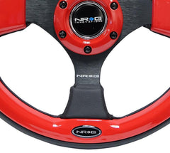 NRG 320mm Reinforced Steering Wheel Leather Steering wheel with red trim | RST-001RD