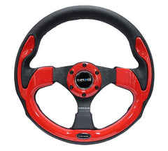 NRG 320mm Reinforced Steering Wheel Leather Steering wheel with red trim | RST-001RD
