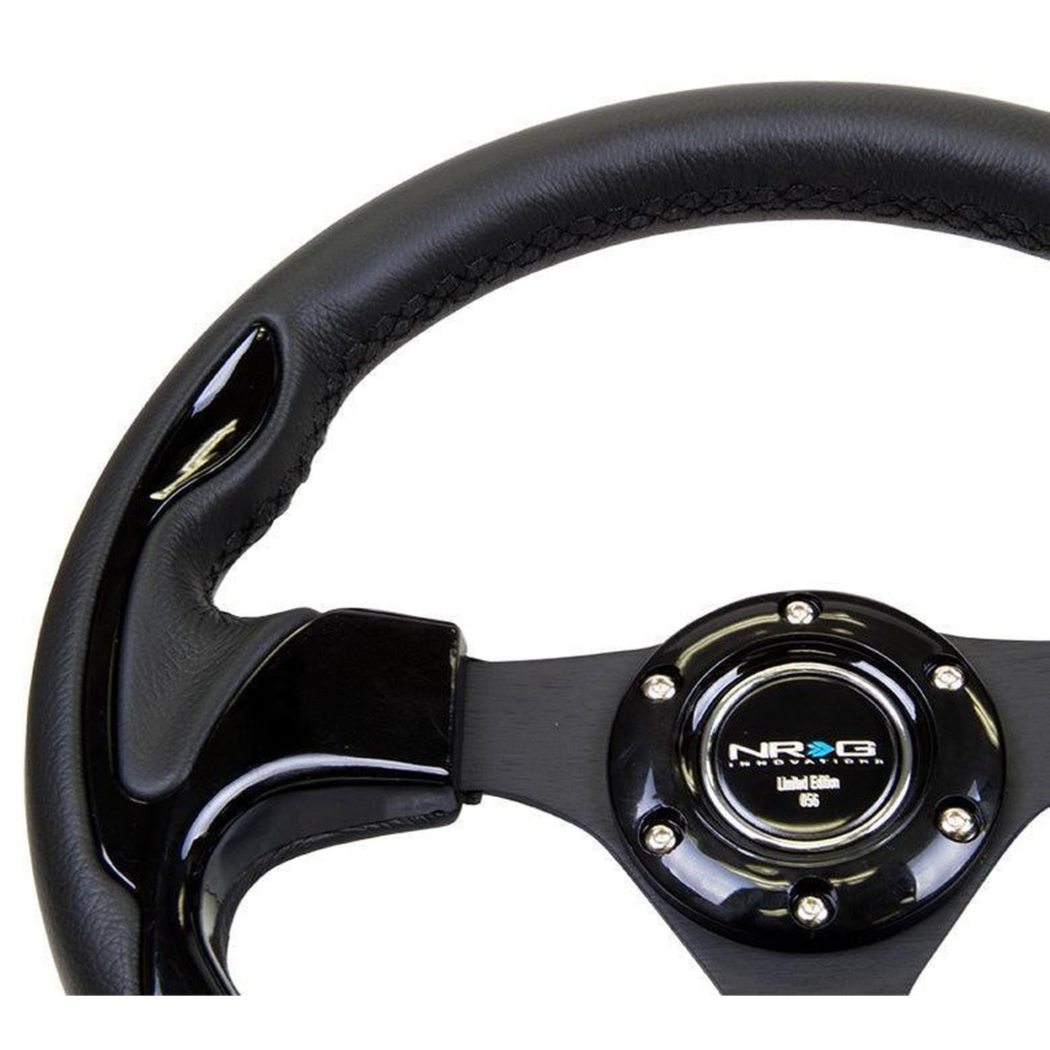 NRG 320mm Reinforced Steering Wheel Wheel Leather Steering wheel with shiny black trim | RST-001BK