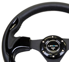 NRG 320mm Reinforced Steering Wheel Wheel Leather Steering wheel with shiny black trim | RST-001BK