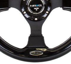 NRG 320mm Reinforced Steering Wheel Wheel Leather Steering wheel with shiny black trim | RST-001BK