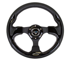 NRG 320mm Reinforced Steering Wheel Wheel Leather Steering wheel with shiny black trim | RST-001BK