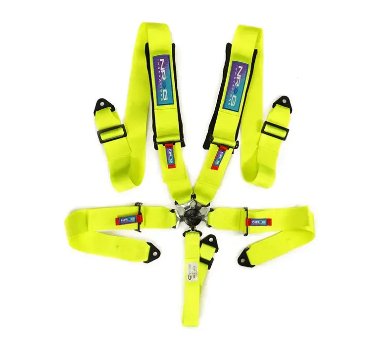 NRG 5PT 3in. Seat Belt Harness / Cam Lock - Neon Green | SBH-B6PCNG