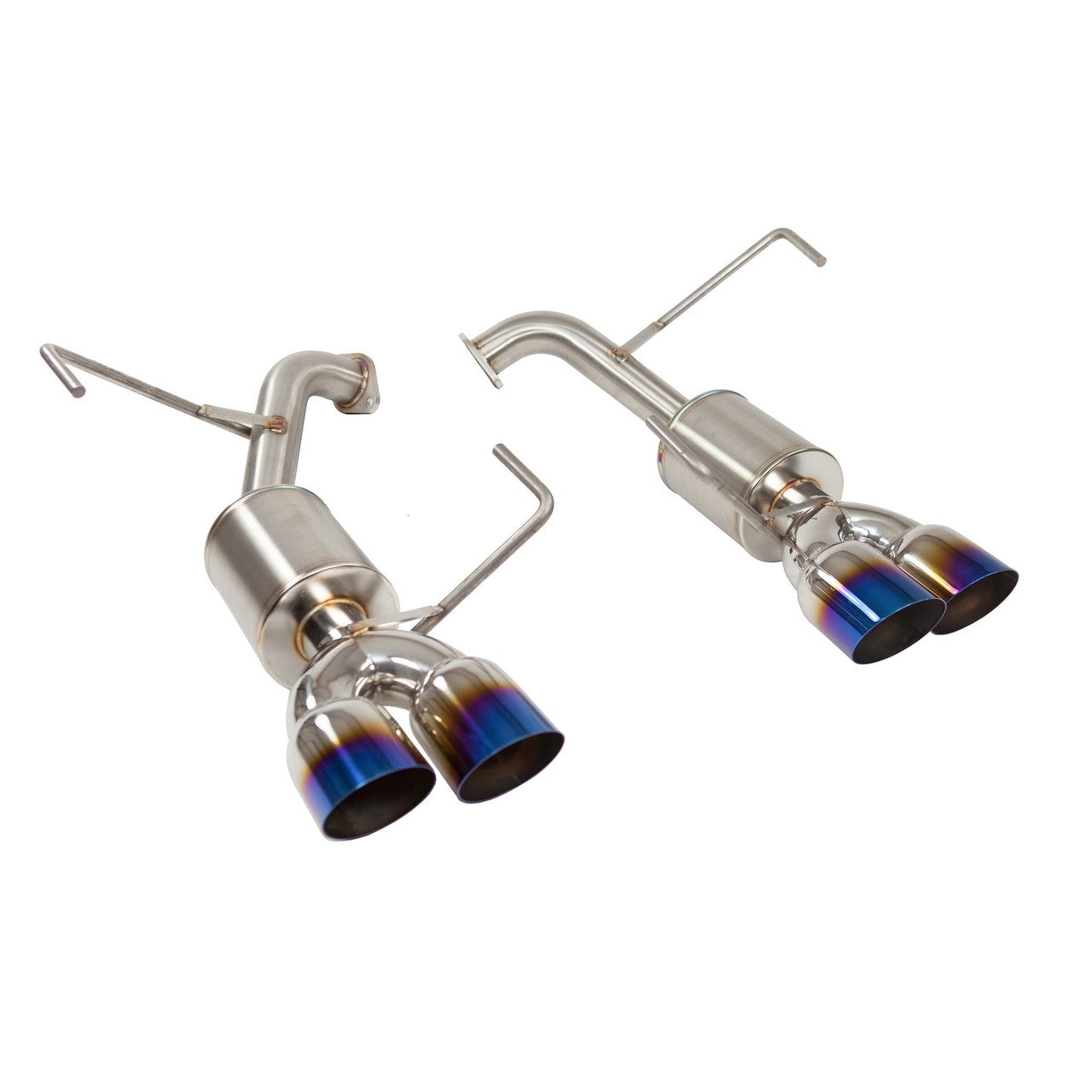 Nameless Axleback Exhaust 4" Mufflers 3" Double Wall Neochrome Tips Subaru WRX 22-25 | SUAB22WRX-4MU-30NEO