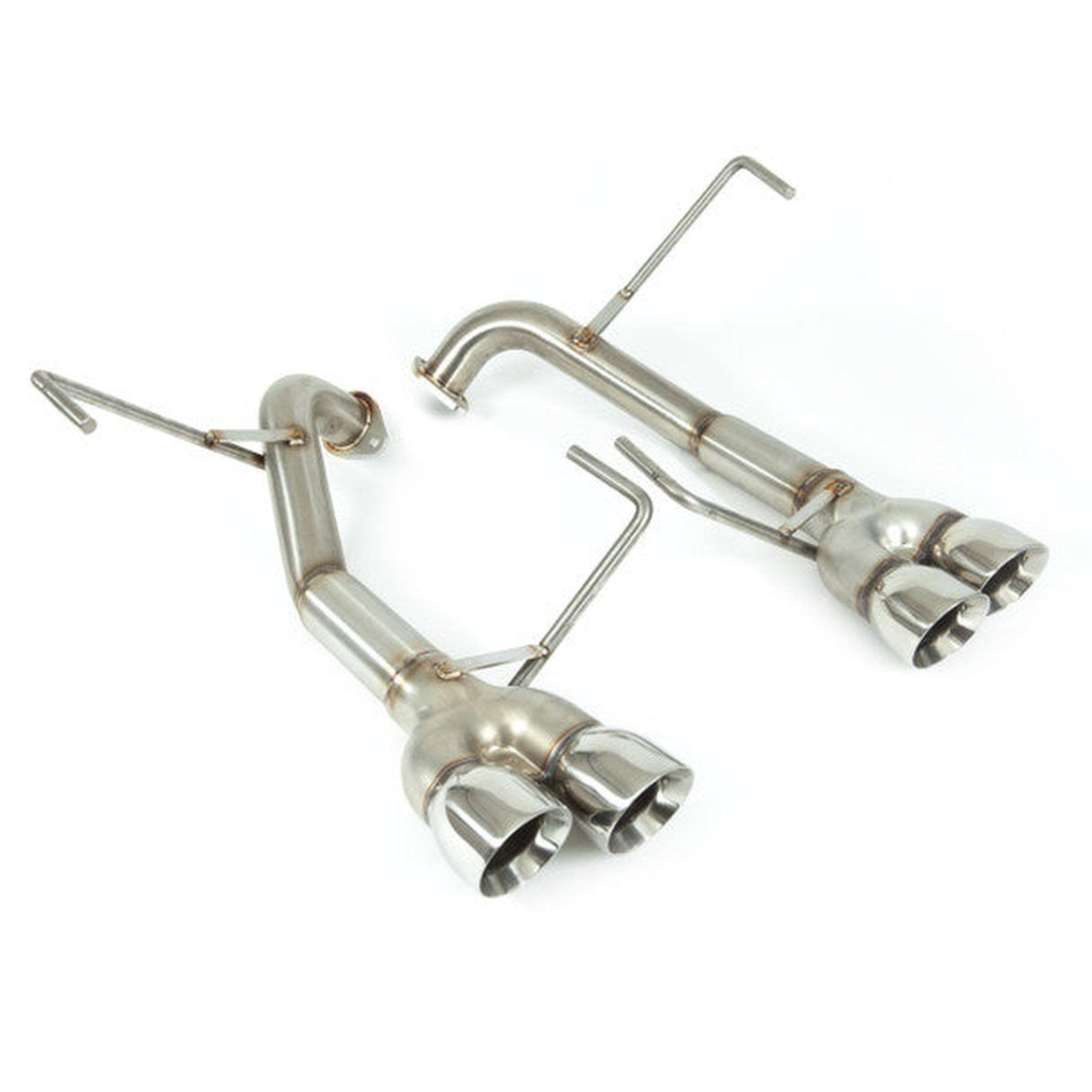 Nameless Axleback Exhaust Quad Exit Muffler Delete w Polished 3in Staggered Double Wall Tips Subaru STI 2019-2021