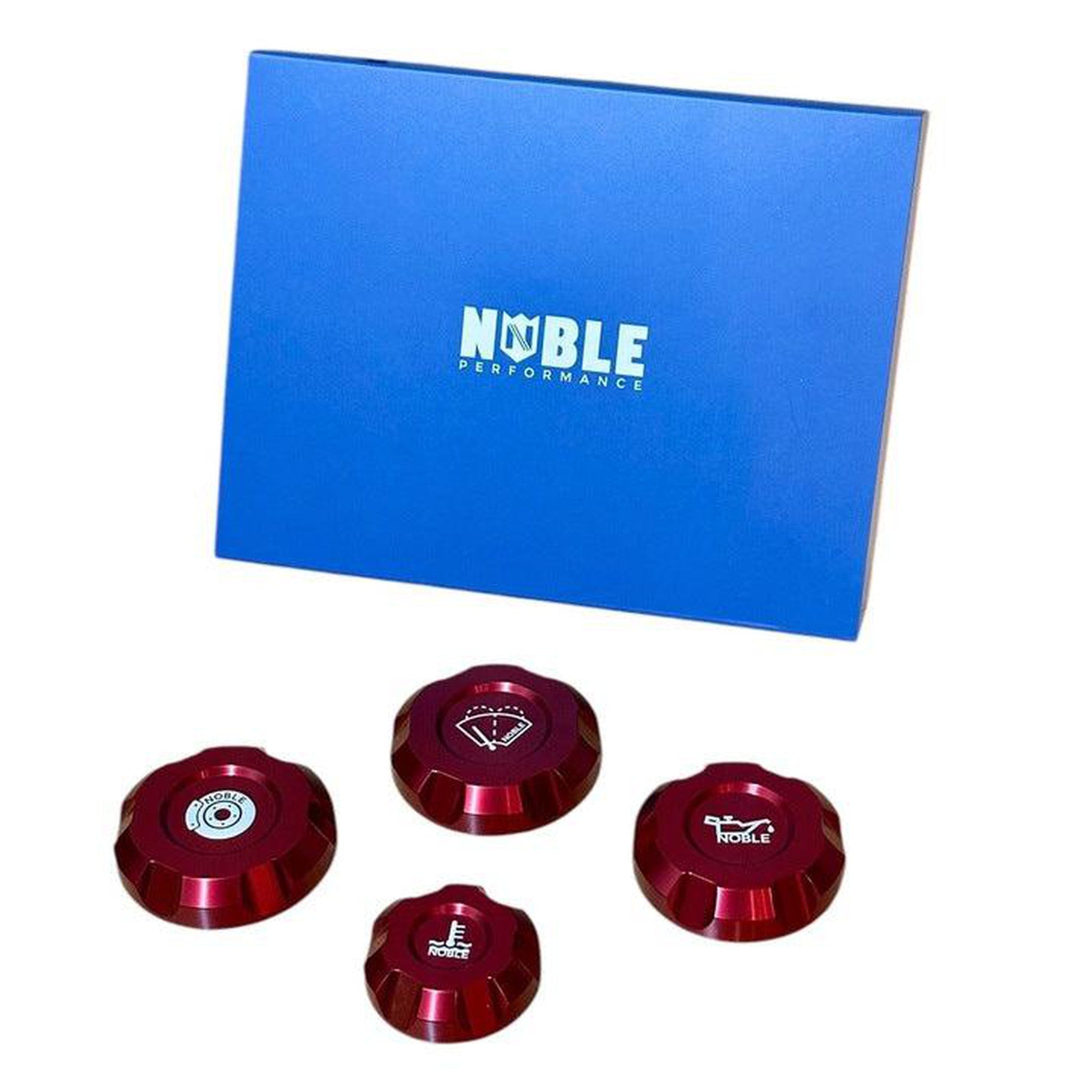Noble Billet Fluid Reservoir Cap Set (Red) - 2015-2026 Subaru WRX / STI - 2022-2026 BRZ / GR86