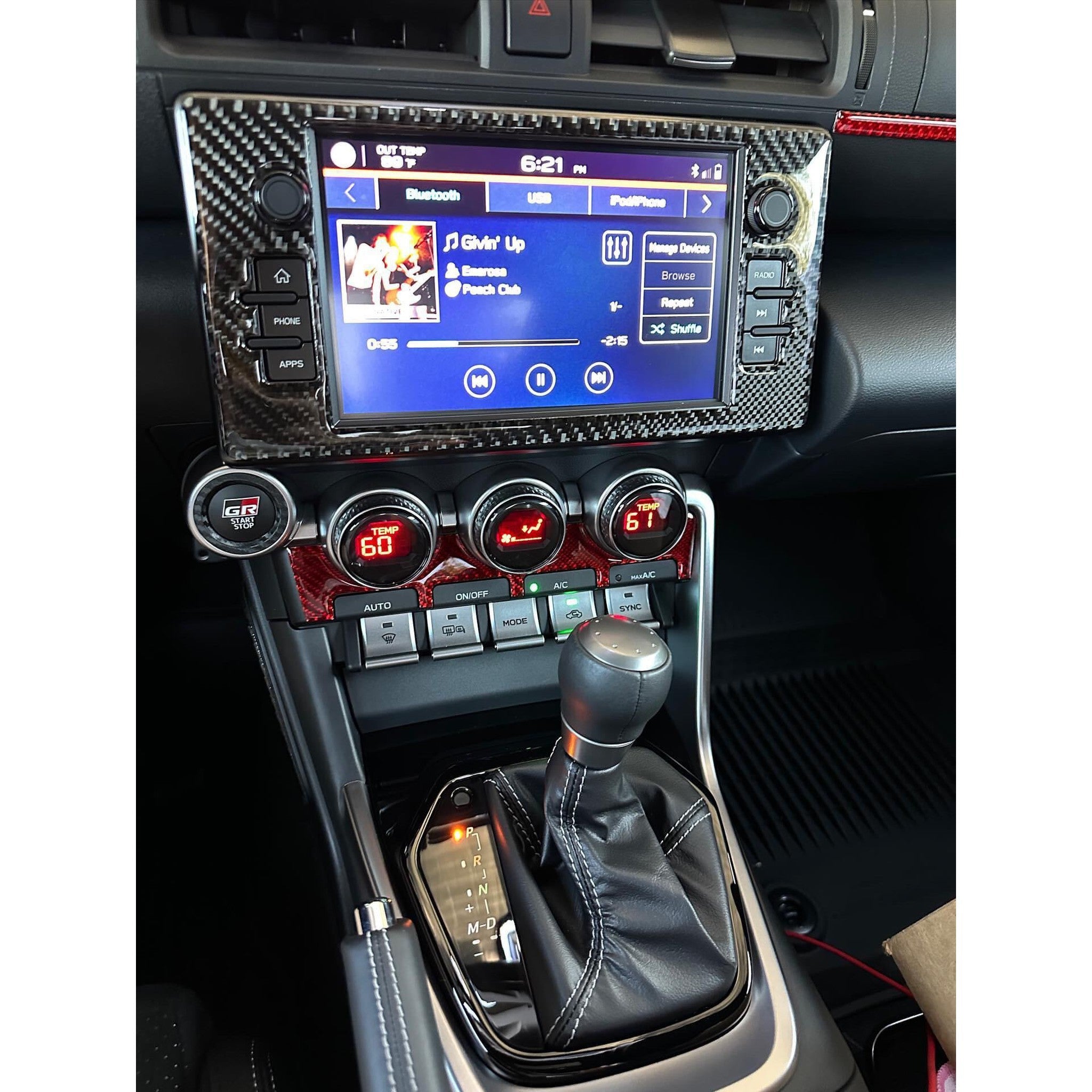 Noble Carbon Fiber Below AC Controls Trim Overlays 22-24 Subaru BRZ / Toyota GR86