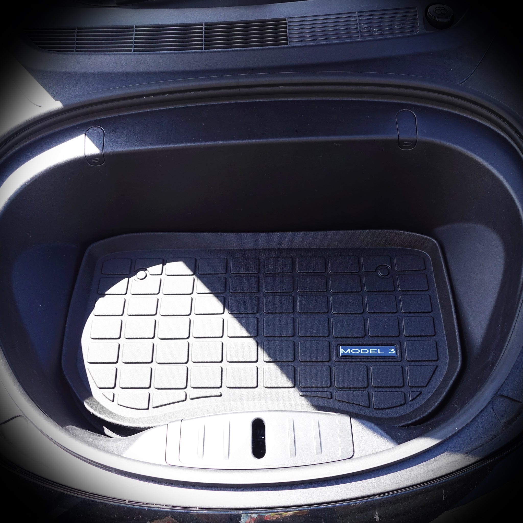 Noble Frunk Mat - Black Rubber Front Trunk Liner Heavy Duty Cargo Mat - Tesla Model 3 - 2021-2023
