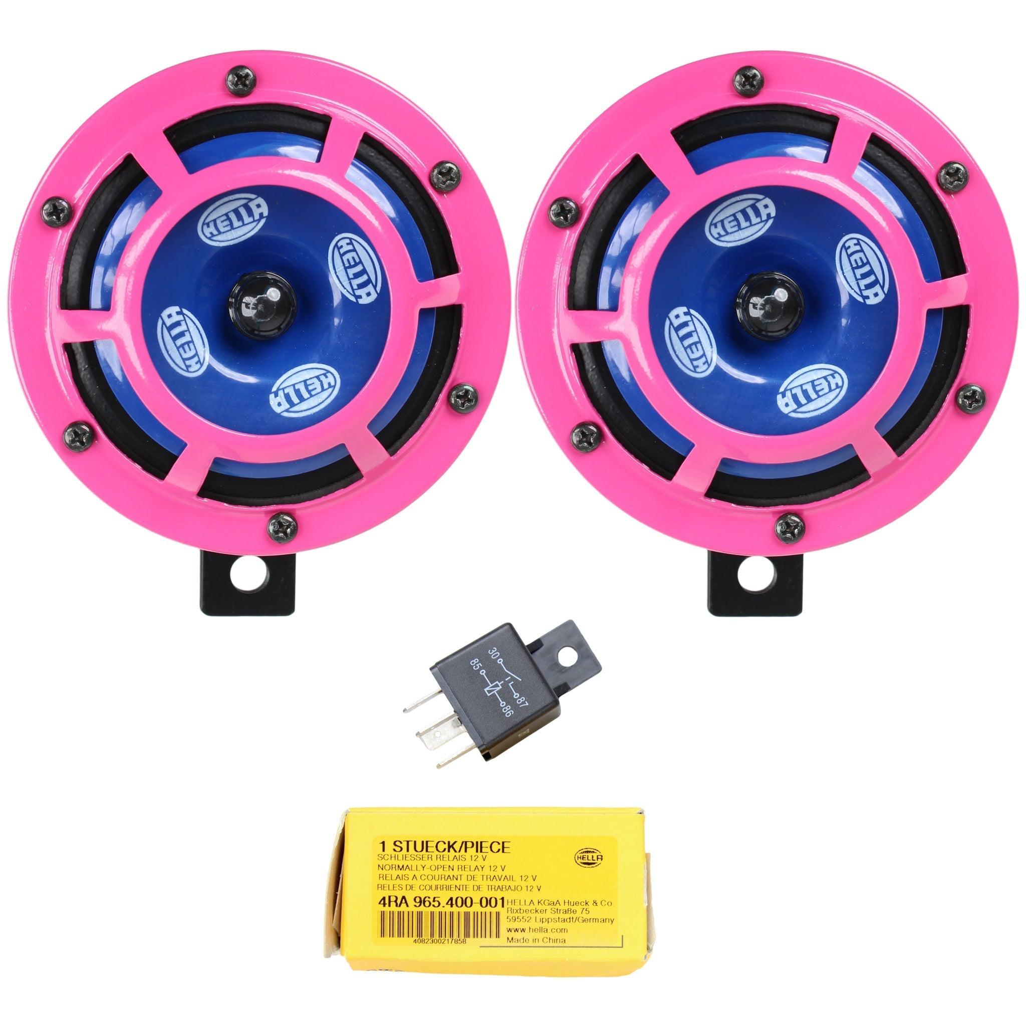 Noble Hella Easy Hella Sharp Tone Horn Kit Pink with Bracket and Wiring Harness 415/350HZ Subaru WRX 2022-2026