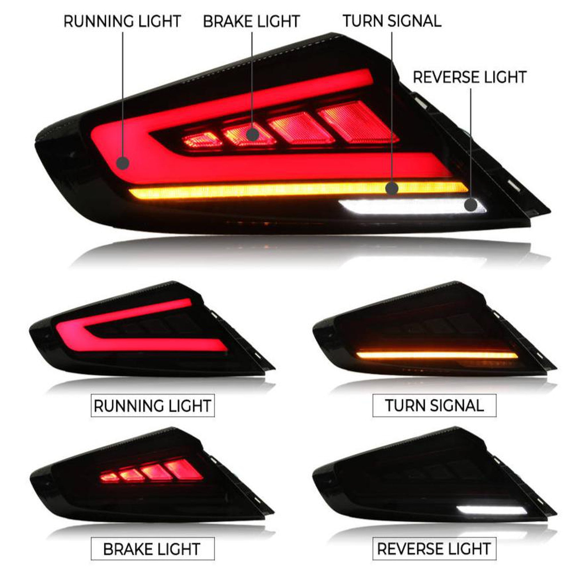 Noble RGB S4 Style Tail Lights V1 (Clear Lens White Bar) - 2022-2026 WRX