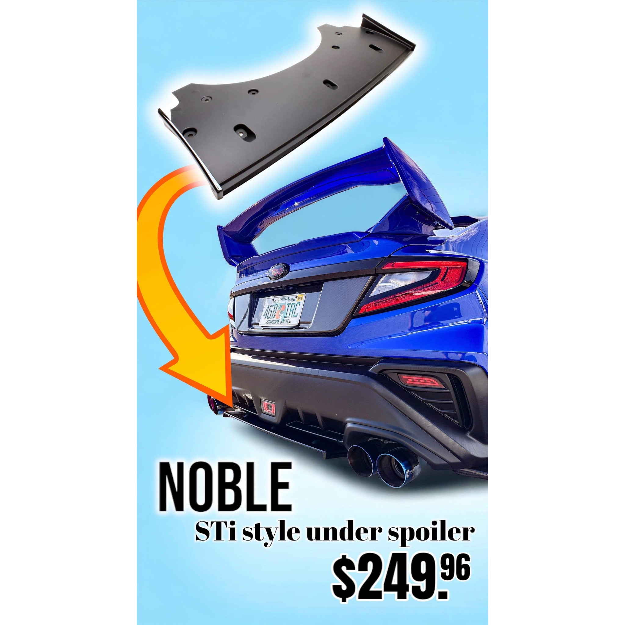 Noble STI Style Rear Under Spoiler Gloss Black Subaru WRX 2022-2026