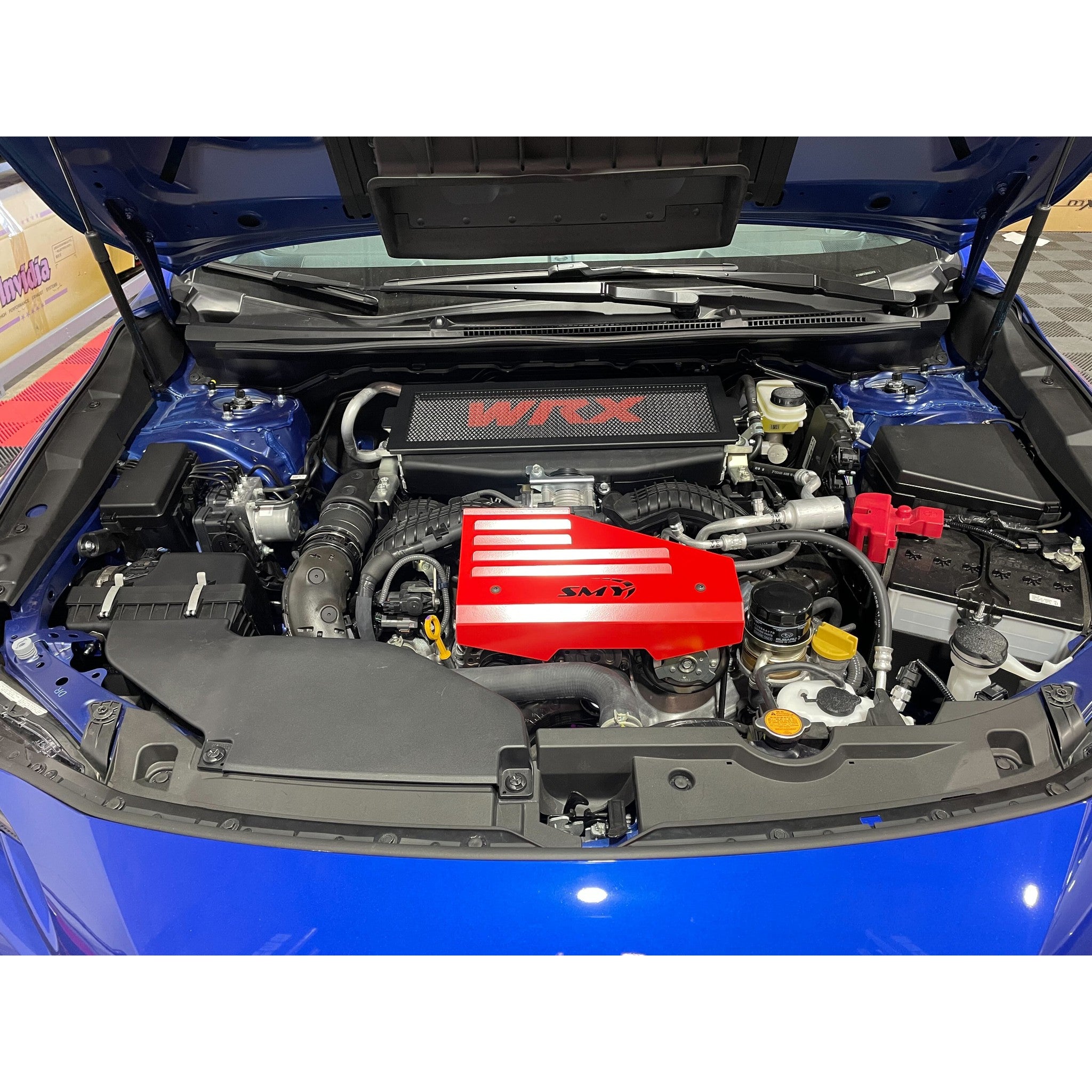 Clearance/OPEN BOX Noble VB Black Top Mount OE Intercooler Guard with Red WRX Subaru WRX 2022-2025