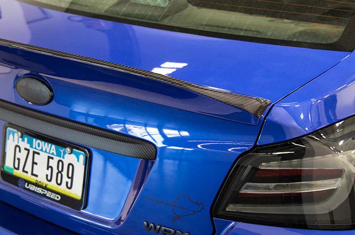 OLM Paint Matched Duckbill Spoiler w/ Carbon Fiber Center Line Galaxy Blue Pearl WRX / STI 2015-2021 | A.70188.1-E8H