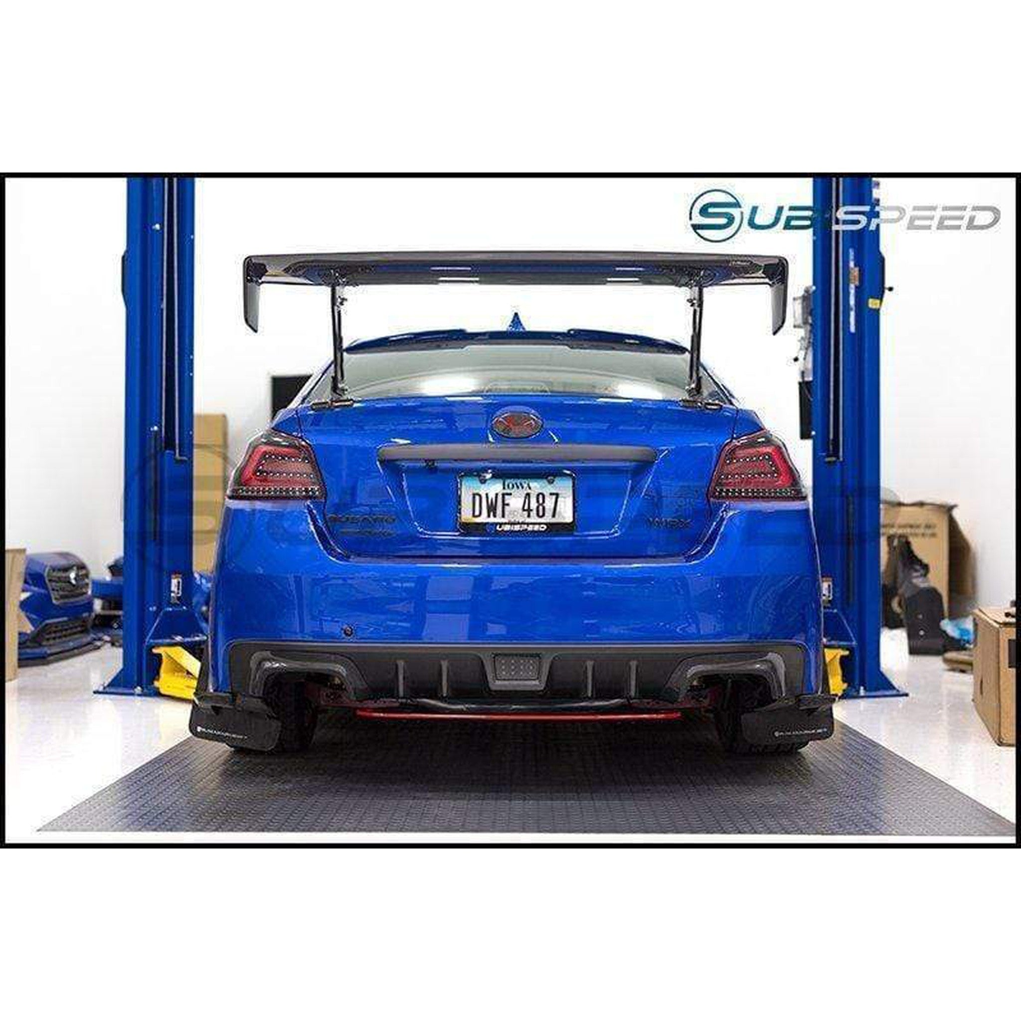OLM STI Style Rear Diffuser Black Diffuser with Red Line Subaru WRX / STI 2015-2021 | 15WRXRDBKRD
