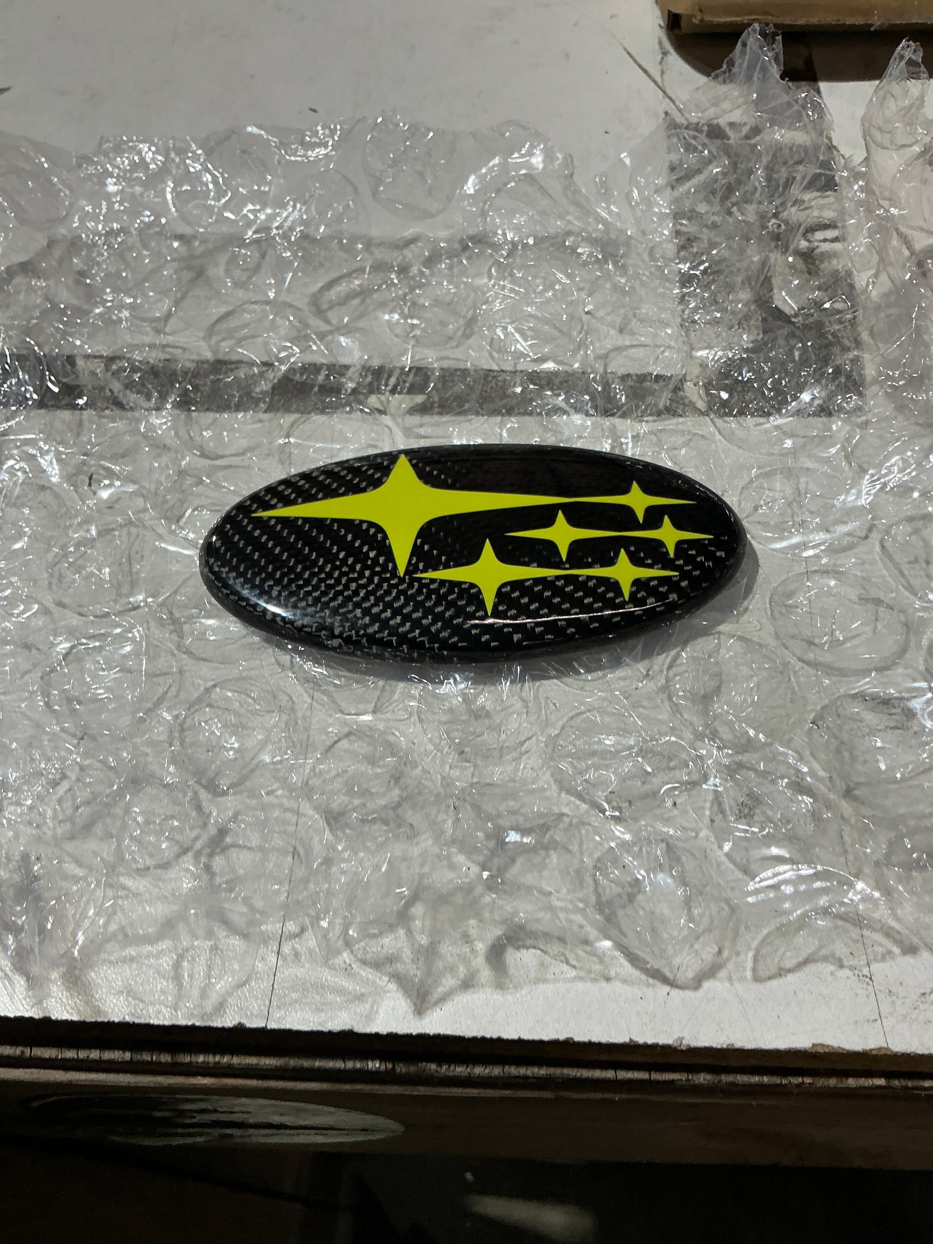 [OPEN BOX] Noble Carbon Fiber Front and Rear Emblems (Neon Yellow Stars) - 2022+ WRX / STI