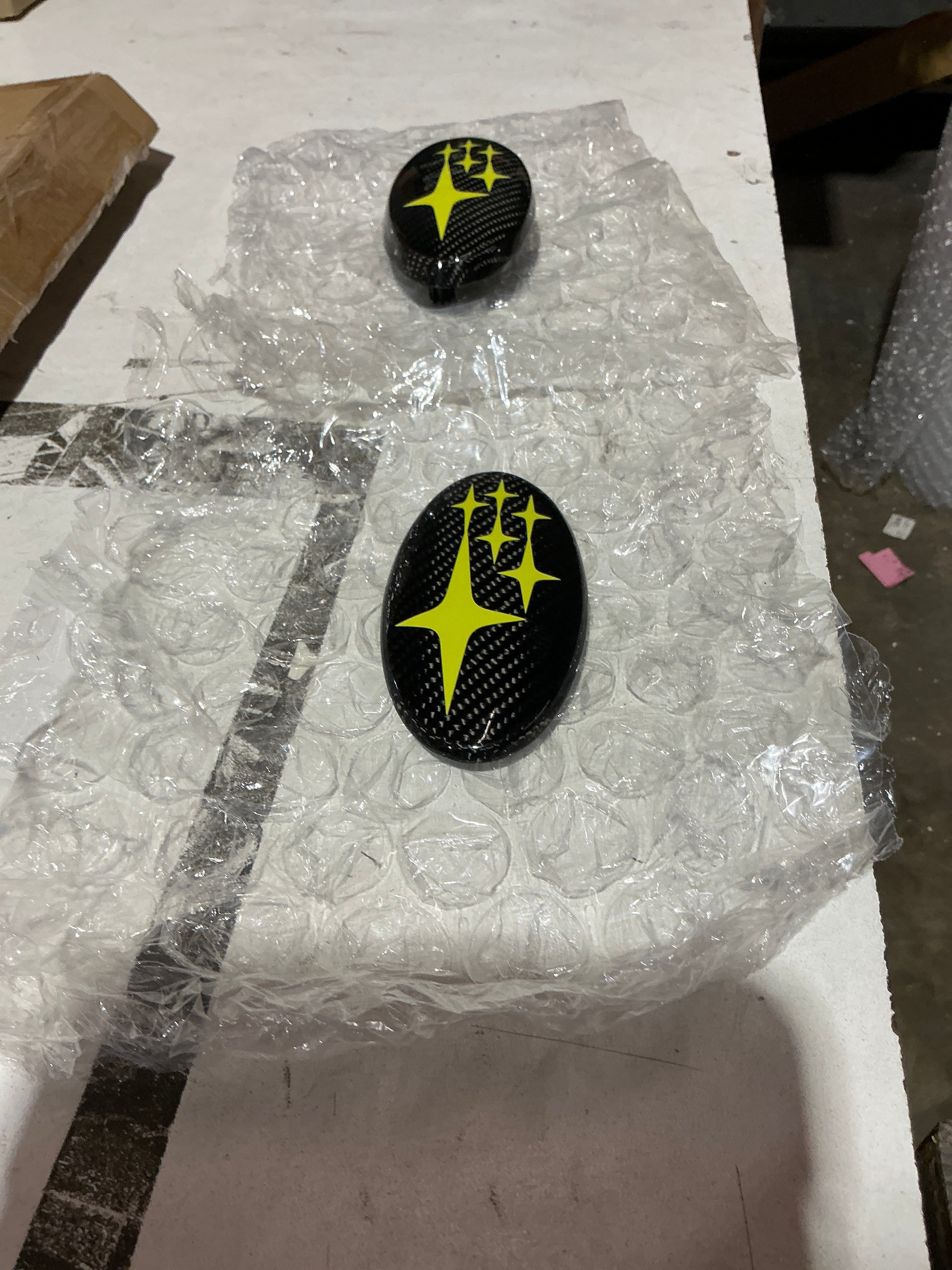 [OPEN BOX] Noble Carbon Fiber Front and Rear Emblems (Neon Yellow Stars) - 2022+ WRX / STI
