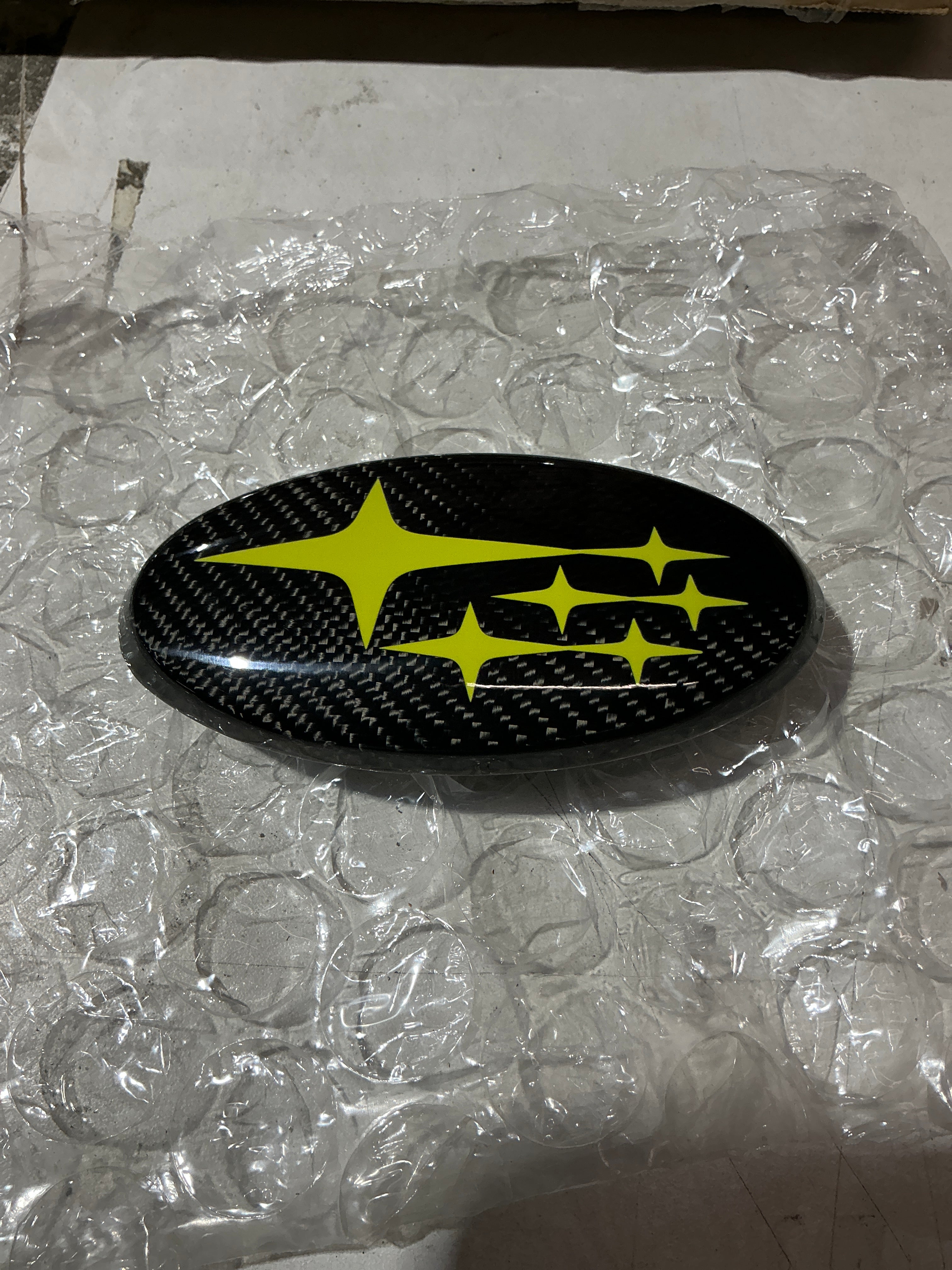 [OPEN BOX] Noble Carbon Fiber Front and Rear Emblems (Neon Yellow Stars) - 2022+ WRX / STI