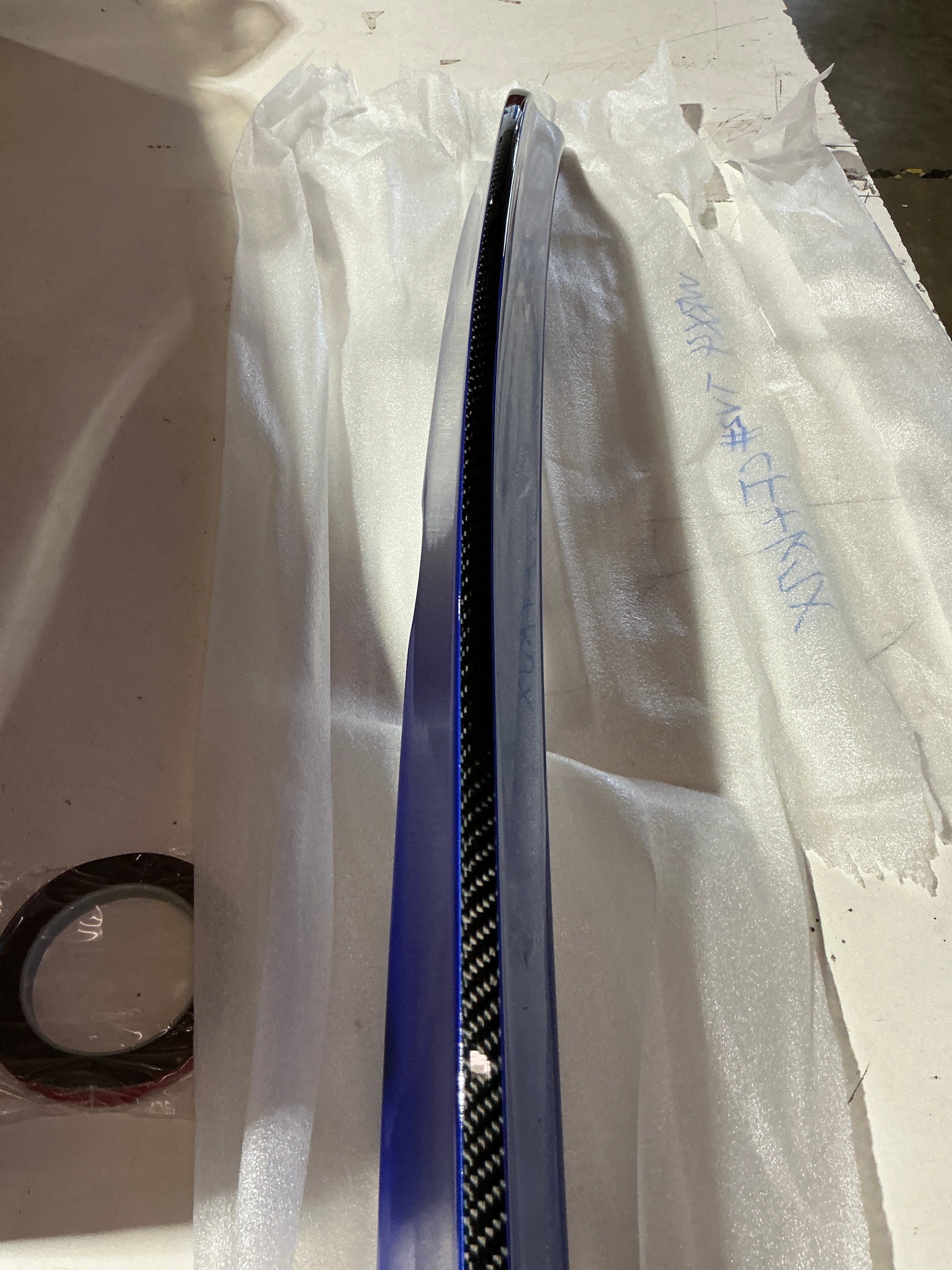 [OPEN BOX] OLM Paint Matched Duckbill Spoiler w Carbon Fiber Center Line World Rally Blue WRX / STI 2015-2021 | A.70188.1-K7X
