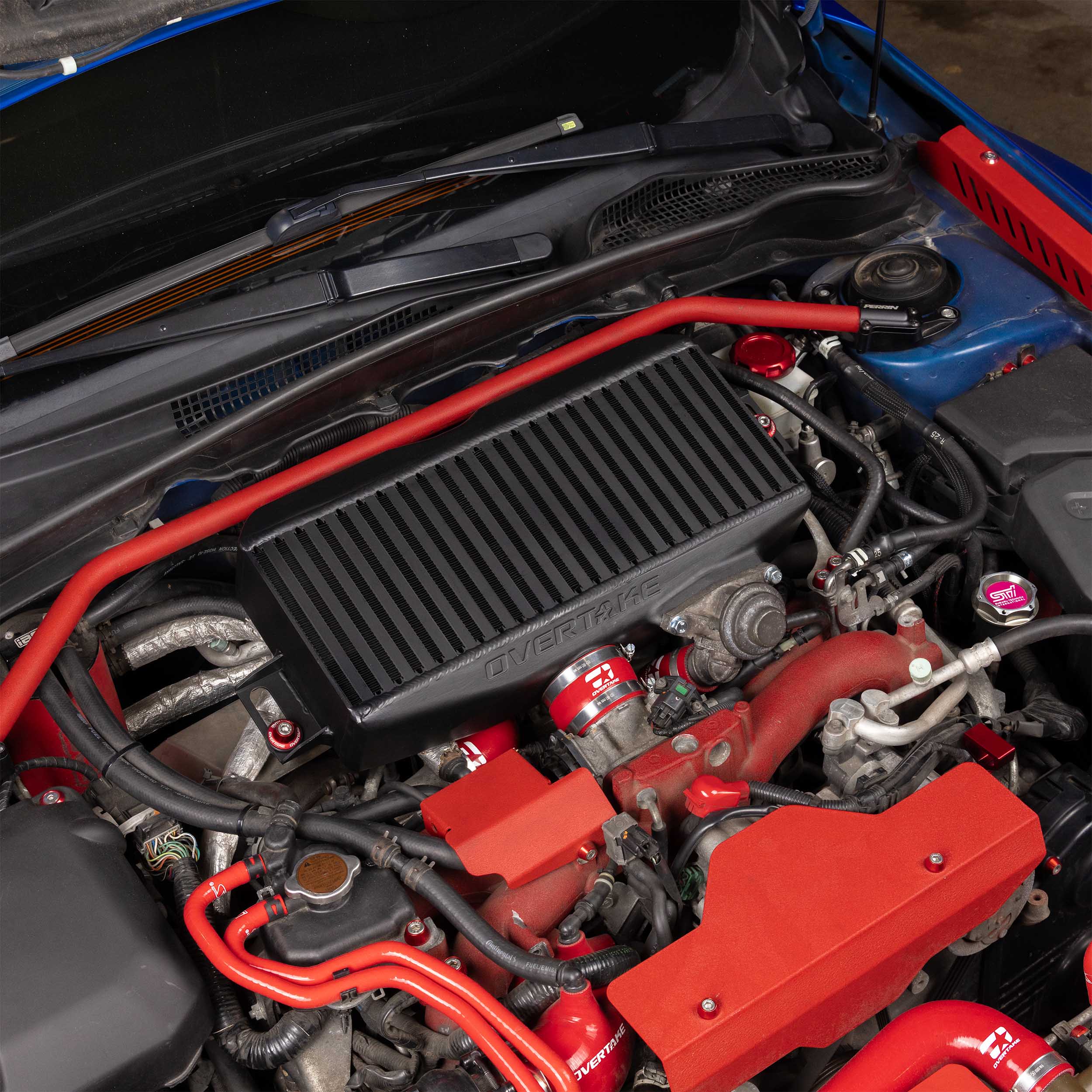 OVERTAKE Top Mount Intercooler Black Subaru 2002-2007 WRX / 2004-2021 STI / 2004-2008 Forester XT | A10382BLK