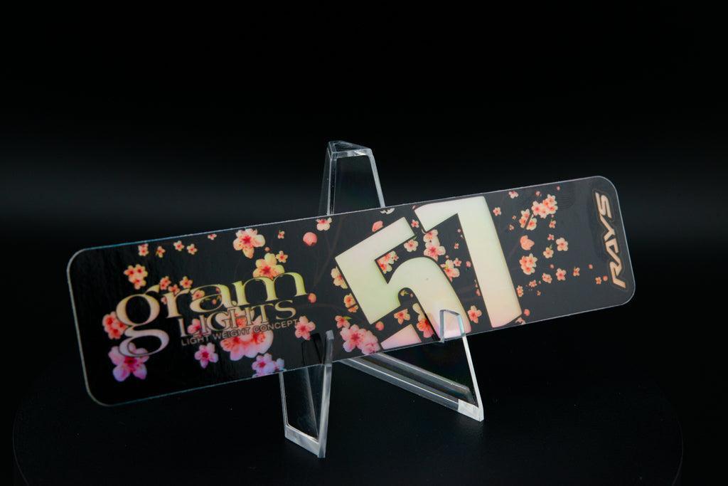 Overnight.Crew Rays Gram Lights 57DR/57CR Spoke Stickers (4 PCS) - Cherry Blossom/Black (Holographic)