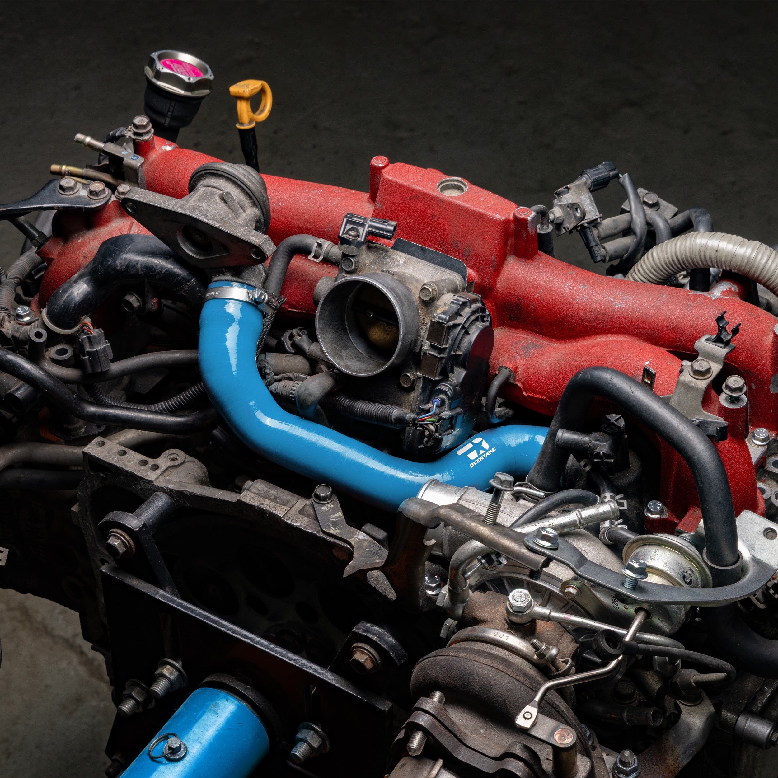 Overtake Bypass Valve Recirculation Hose Red Subaru WRX 2002-2007 / STI 2004-2021 | A10662BLU