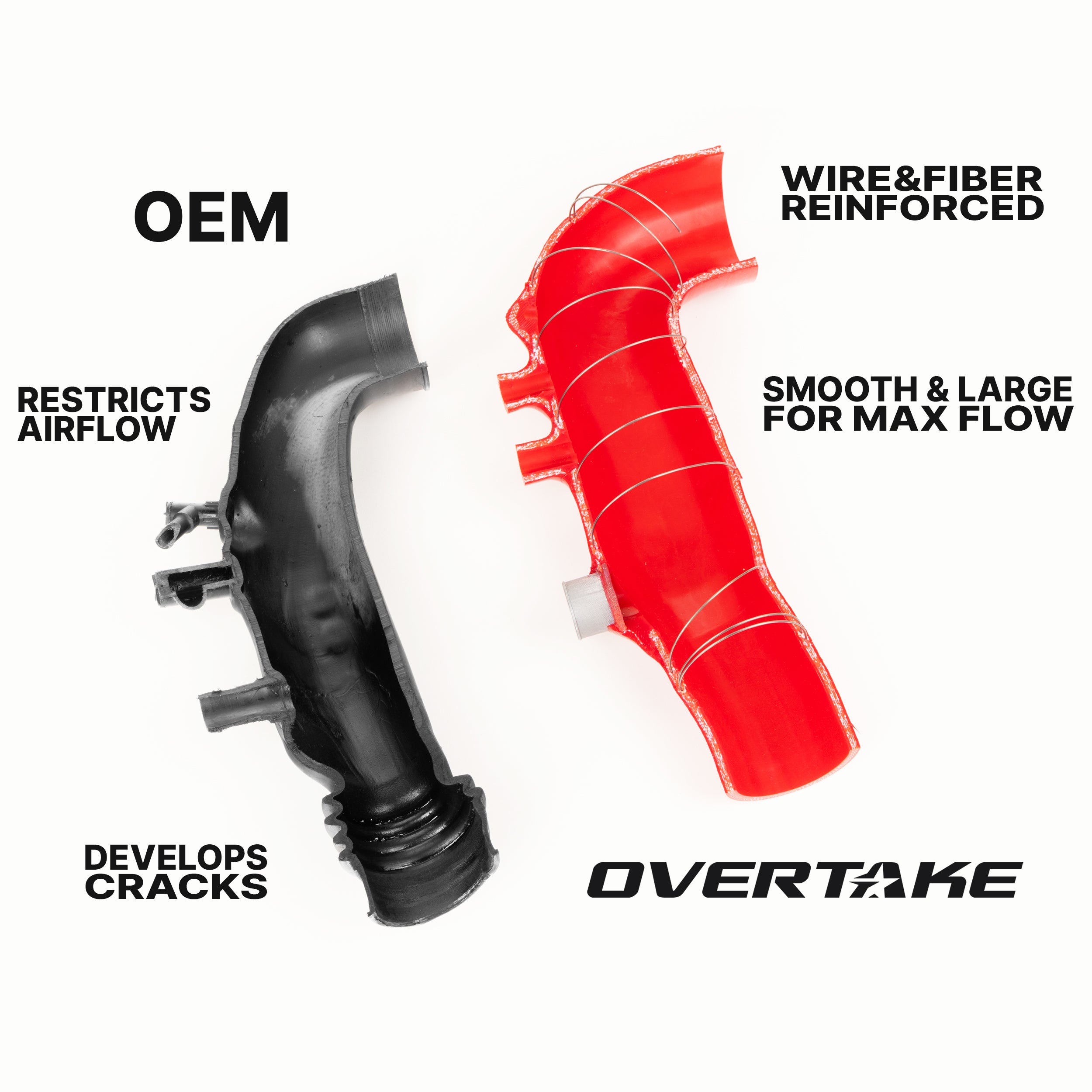 Overtake Silicone Turbo Inlet Hose Red Subaru WRX 08-14 / Legacy GT/Outback XT 05-09 / Forester XT 09-13 | A10221RED