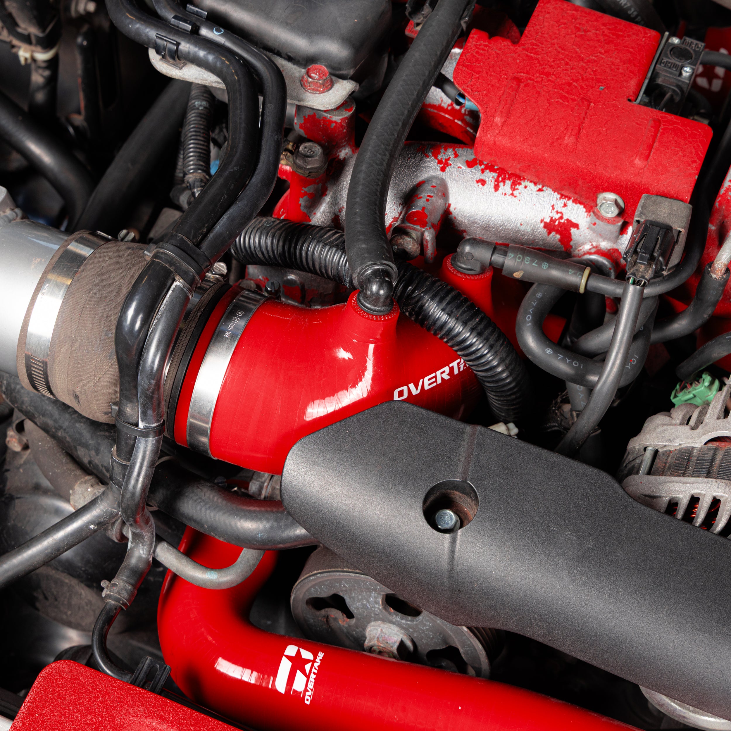 Overtake Silicone Turbo Inlet Hose Red Subaru WRX 2002-2007 / STI 2004-2021 | A10222RED