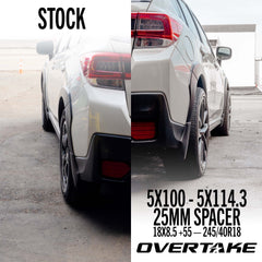 Overtake Wheel Spacer Adapters - Pair - 25mm 5x100 to 5x114.3 - Subaru 2002-2014 WRX / 2004 STI / 2013-2026 BRZ/GR86 | A10811