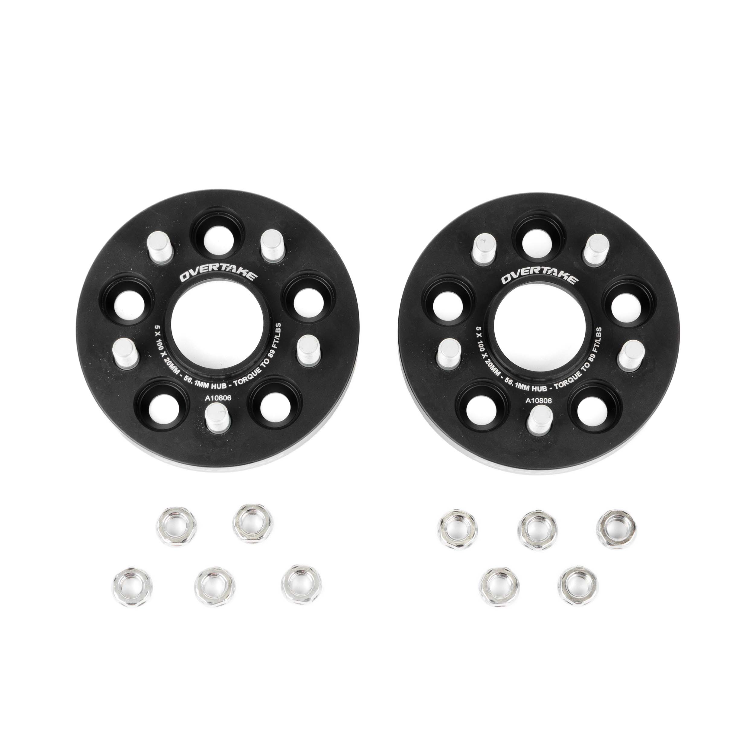 Overtake Wheel Spacers - Pair - 20mm 5x100 - Subaru 2002-2014 WRX / 2004 STI / 2013-2026 BRZ/GR86 | A10806