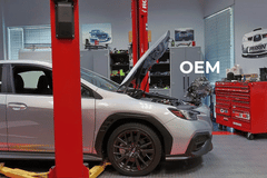 Perrin Performance High-Lift Hood Brackets Red Subaru WRX / STI 2015-2026 | PSP-BDY-011RD