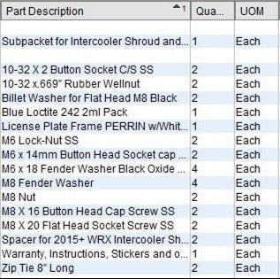 Perrin Subpacket for Intercooler Shroud and Belt Cover Kit Subaru WRX 2015-2021 | S-PSP-ENG-165
