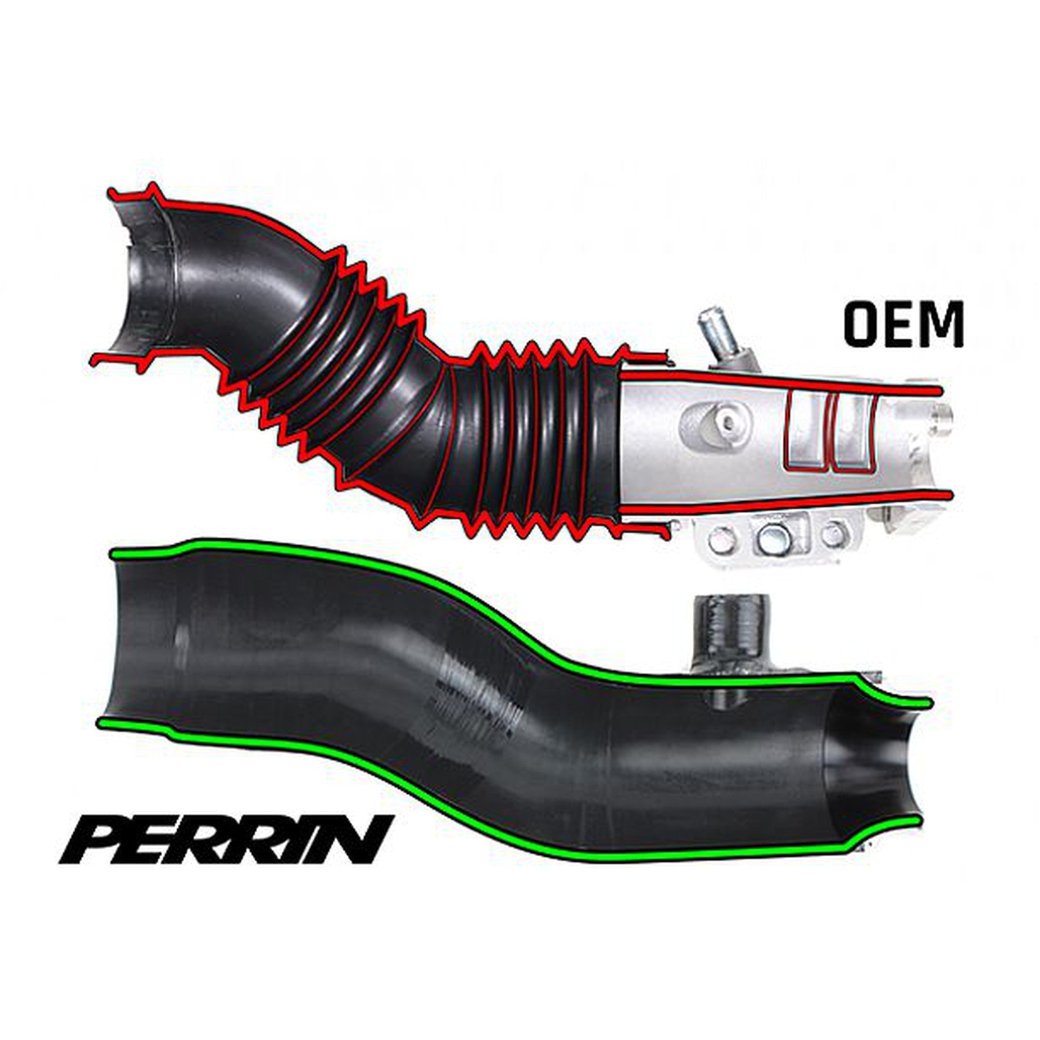 Perrin Turbo Inlet Hose Long Version Red Subaru WRX 2022-2024 | PSP-INT-425RD