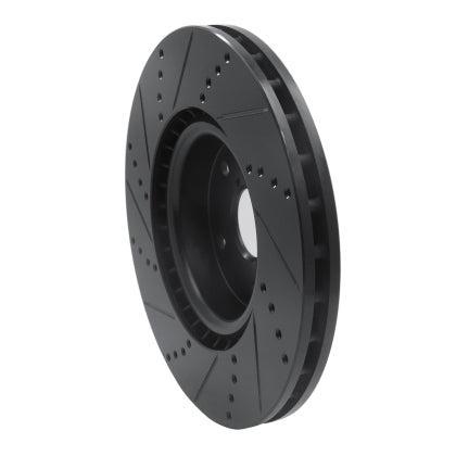 R1 Concepts RNC Drilled & Slotted Black Brake Rotor Front Left Subaru STI 2005-2017 | 633-13016L
