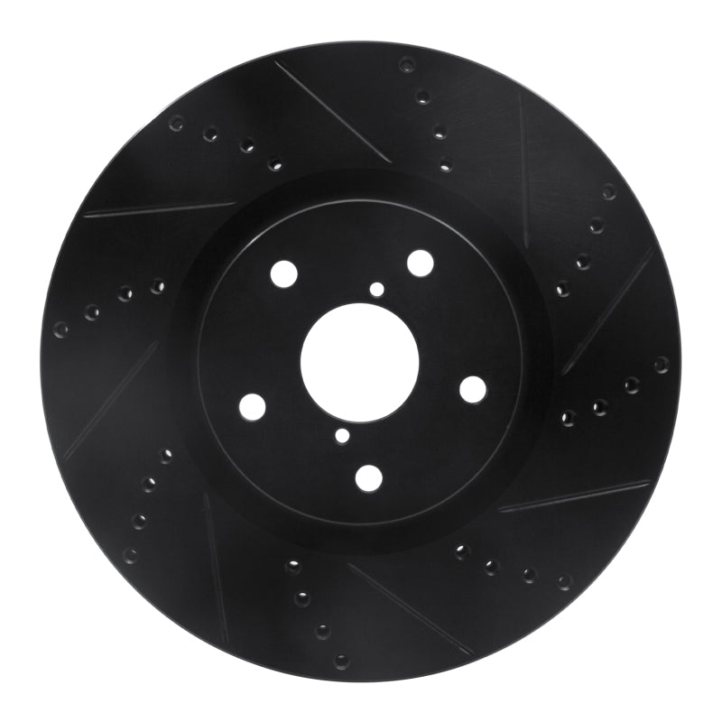 R1 Concepts RNC Drilled & Slotted Black Brake Rotor Front Left Subaru STI 2005-2017 | 633-13016L