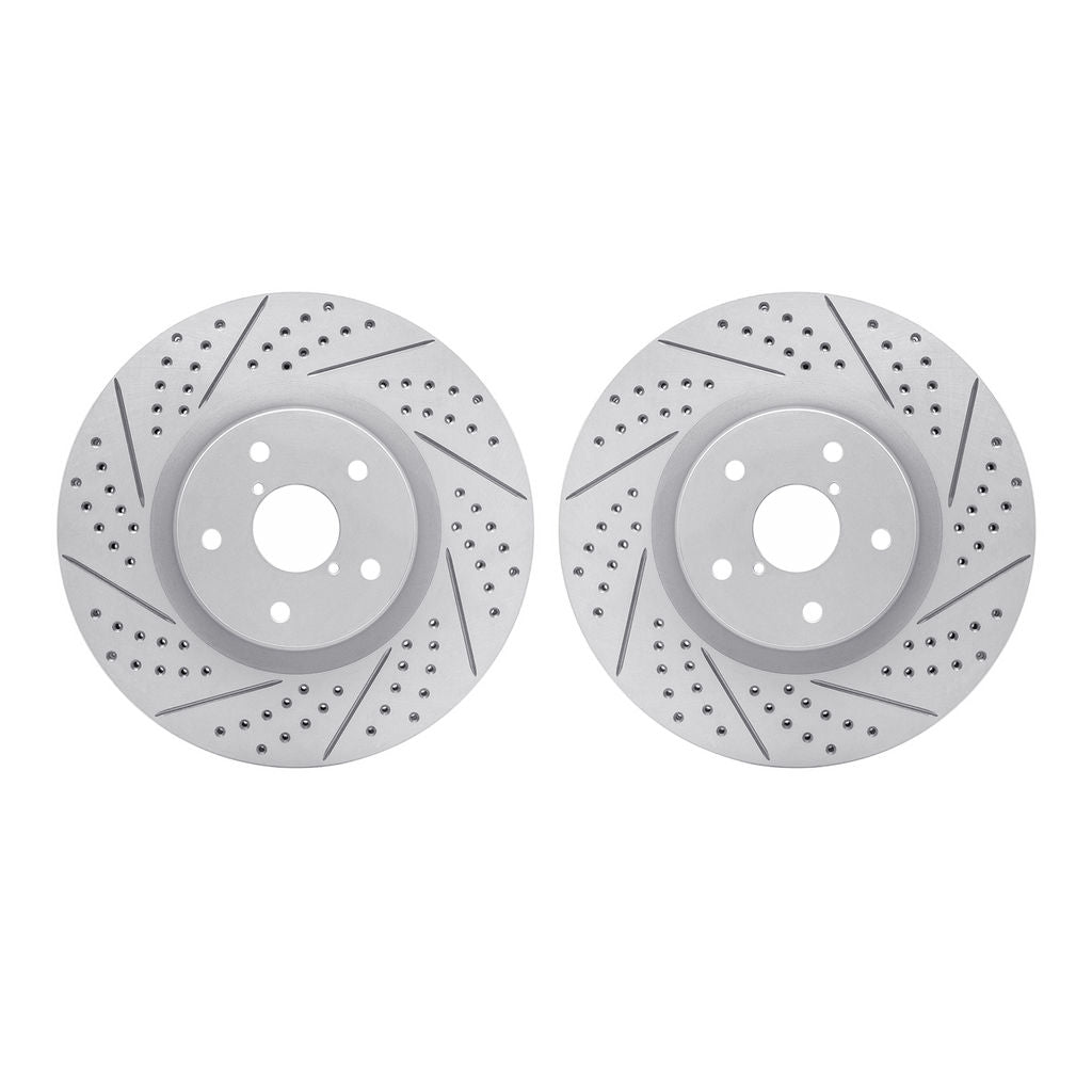 R1 Concepts Front Geo-Carbon Drilled & Slotted Brake Rotor Set Subaru STI 2005-2021 | 2002-13011