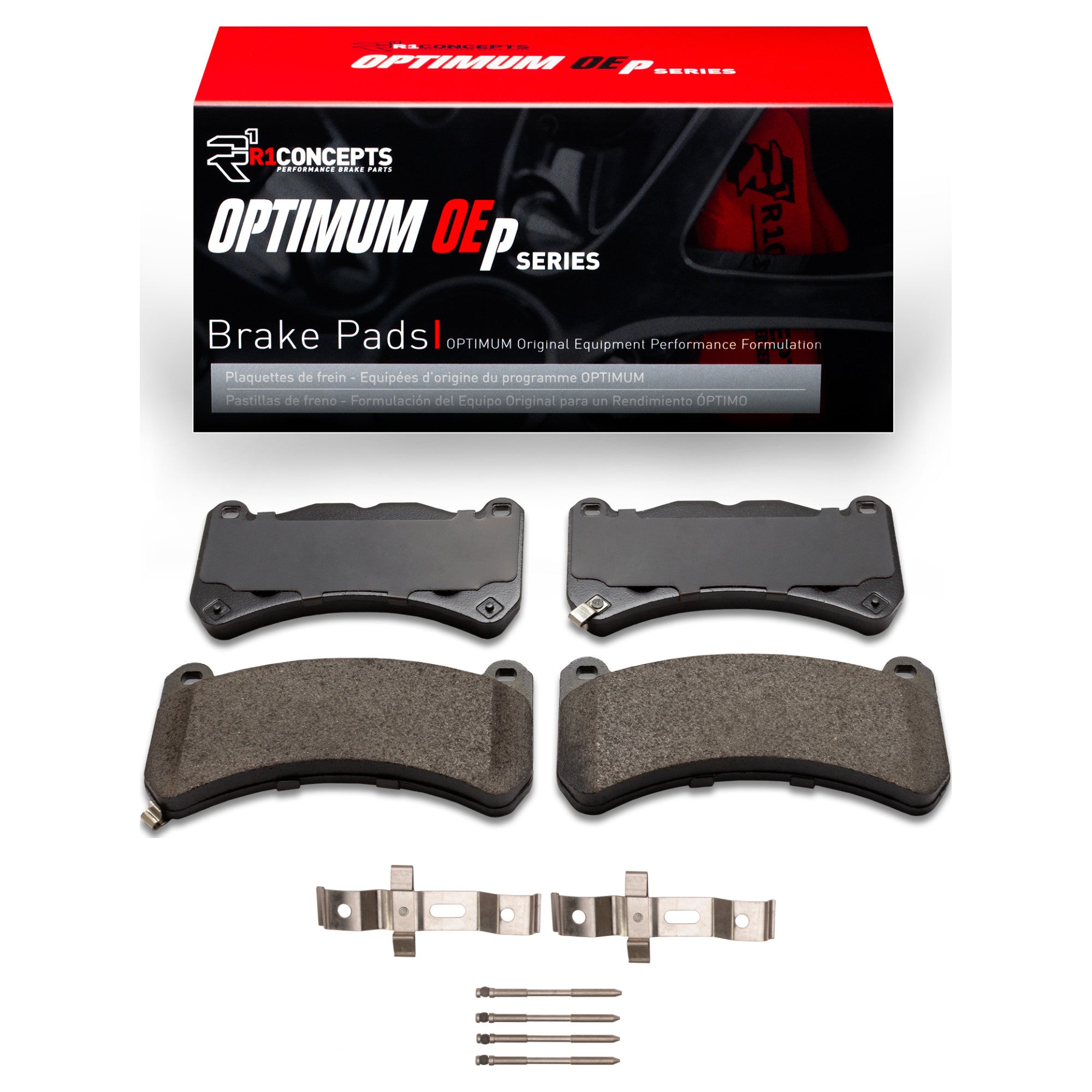 R1 Concepts Front Optimum OE Brake Pads & Hardware Kit Subaru STI 2018-2021 | 2551-1365-01