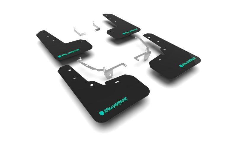 Rally Armor Black UR Mud Flap w/ Teal Altered Font Logo Subaru Crosstrek 13-17 | MF26-UR-BLK/TL-X